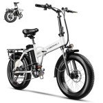 1000W Folding Electric Bike, 48V 20.8AH Large Removable Battery E-Bike, 30+MPH, 80 Miles Max Range, 20" Fat Tire Electric Bike for Adults, Adult Electric Bicycles Commute E-Bikes For Women/Men(white)