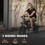 Electric Bike, 16'' Fat Tire E-Bike for Teens/Adults,1000W E-Bike with 36V/12.8Ah Removable Battery, 22 MPH Range 45 Miles Electric Mountain/Dirt Bike, 16x3'' Fat Tire All Terrain Electric Motorcycle