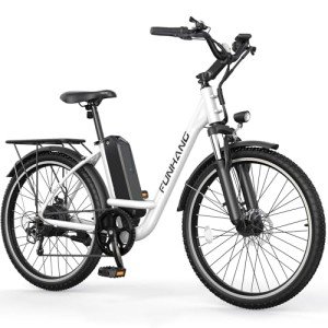 Funhang Electric Bike for Adults, 26" 1000W Peak City Cruiser Ebike, 21.7MPH 50 Miles Commuter Electric Bicycle with 48V 374.4WH Removable Li-ion Battery, Adjustable Stem, Rear Rack, Fenders, 7-Speed
