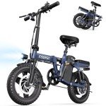 INSDRGN Folding Electric Bike for Adults, 20MPH Dual-Seat Ebike, MAX 45 Miles Range (PAS Mode) 499Wh Removable Battery, 9 Shocks Full Suspension, USB Charger, UL2849 Certified, 300lbs
