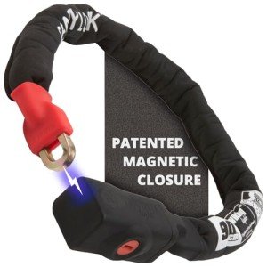 Seatylock Viking Bike Chain Lock with Key - Magnetic Patented Sold Secure Silver Rated - Heavy Duty Anti Theft - Smart Ultra Security Bicycle Lock (35.5 Inch)