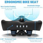 CDYWD Oversized Bike Seat for Men & Women Comfort, Extra Wide Bicycle Seat Cushion, Comfortable Soft Padded, Large Replacement Bike Saddle for Peloton Bike, Stationary Exercise Bike, City Bike, Ebike