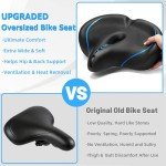 CDYWD Oversized Bike Seat for Men & Women Comfort, Extra Wide Bicycle Seat Cushion, Comfortable Soft Padded, Large Replacement Bike Saddle for Peloton Bike, Stationary Exercise Bike, City Bike, Ebike
