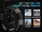 OUXI V8 Electric Bike for Adults, Peak 1000W, Up to 31MPH,48V 15AH Removable Battery, 20" Fat Tire Electric Bike, Shi-Mano 7-Speed Bicicleta Eléctrica, Bicicletas Eléctricas para Adulto UL Certified