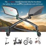 BriskMore Handlebar Bike Mirror, Scratch Resistant Glass Lens, Ajustable And Rotatable Safe Rearview Bicycle Mirror for Left Side BT-016L