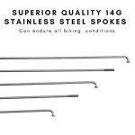 Vincita 36 Pieces 14G J Bend Bicycle Stainless Steel Spokes 254mm - 294mm with Brass Nipples for MTB Wheel Spokes, Ebike, Downhill, Trekking, City Bikes - Replacement/Repair Spokes…
