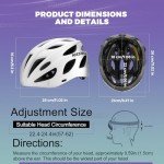 ROCKBROS Bike Helmet for Adult Men Women with Suggested Fit 58-62cm, Removable Goggles & Sun Visor, Lightweight with Adjustable Side and Chin Strap, Suitable for Myopia Glasses