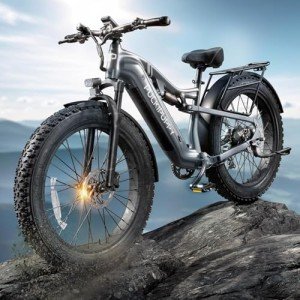 PUCKIPUPPY Electric Bike for Adults 1350W Peak, 48V 20AH Battery Ebike, 26" Fat Tire Full Suspension Electric Mountain Bike, 80 Miles Range, 28 MPH, 8 Speed, Torque Sensor, Labrador Pro