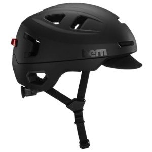 Bern Hudson Commuter Bike Helmet with MIPS, Rated for E-Bike, Integrated LED Rear Light and U-Lock Compatibility, MIPS Matte Black, Medium
