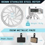 BUCKLOS Mountain Bike Disc Brake kit, MTB Mechanical Line Pulling Disc Brakes Caliper with Aluminum Alloy Levers /160mm Rotor,/is/PM Universal Adapter for Ebike/Folding Bike/Scooter/Fat Bike