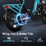 Cityrun Folding Ebike, 16" Electric Bike for Adults with Speed 20MPH Peak 500W Motor, Max Range 30 Miles, 36V 280.8Wh UL2849 Certified Removable Battery, Mini Foldable E-Bikes with Front Basket