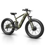 PUCKIPUPPY Dual Motor Electric Bike for Adults, 48V 20AH Battery, Full Suspension 26" Fat Tire E Bike, 28MPH 80Miles Range Mountain Electric Bicycle, 7 Speed, Golden Retriever