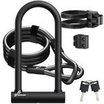 Sportneer Bike Lock: Heavy Duty Bike U Lock with 6ft Security Steel Cable - 18mm Shackle Bicycle U-Locks with Keys and Sturdy Mounting Bracket for Road Mountain Bike Bicycle, Size 11.5''x6.25''