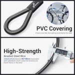 Sportneer Bike Lock: Heavy Duty Bike U Lock with 6ft Security Steel Cable - 18mm Shackle Bicycle U-Locks with Keys and Sturdy Mounting Bracket for Road Mountain Bike Bicycle, Size 11.5''x6.25''