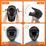 OUMURS Adult ATV Dirt Bike Helmet with Goggles Gloves & Mask Adjustable Sun Visor Motorcycle Adults Helmet Off-Road Motocross Downhill Moped MX for Unisex-Adult-Matte Black, XL