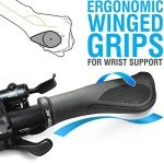 MARQUE Ergo Bike Handlebar Grips Non-Slip, Ergonomic Comfort Design for Bicycle Flat Handle Bar Fit Mountain Bikes, E-Bikes, Hybrid, City Commuters (Ergo Plus)
