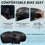 CDYWD Oversized Bike Seat for Men & Women Comfort, Extra Wide Soft Bicycle Seat Cushion, Large Comfortable Padded Replacement Bike Saddle for Peloton Bike, Stationary Exercise Bike, City Bike, Ebike