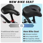CDYWD Oversized Bike Seat for Men & Women Comfort, Extra Wide Soft Bicycle Seat Cushion, Large Comfortable Padded Replacement Bike Saddle for Peloton Bike, Stationary Exercise Bike, City Bike, Ebike