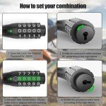 Bike Lock with Numbers and high Security Level, Bike Chain Lock, Bicycle Locks, 5 Digit Combination Lock for Bike, Bicycle, Scooter, Motorcycle, Door, Gate, Fence