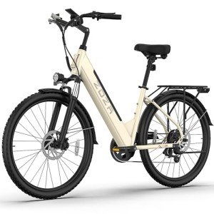 Electric Bike ZA02, 1200W Peak Motor, 26'' City Cruiser Ebike, 556Wh Removable Battery, Up to 65 Mi Range 22 MPH, 7-Speed and Front Suspension Electric Bike for Adults