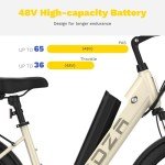 Electric Bike ZA02, 1200W Peak Motor, 26'' City Cruiser Ebike, 556Wh Removable Battery, Up to 65 Mi Range 22 MPH, 7-Speed and Front Suspension Electric Bike for Adults