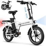 WINDHORSE 16" Folding Electric Bike for Adults, 630W Peak Power, 25MPH, 35-Mile Range, 288Wh Removable Battery with Lock, Dual Disc Brake, 2 Seat Ebike for Commuter (White)