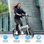 WINDHORSE 16" Folding Electric Bike for Adults, 630W Peak Power, 25MPH, 35-Mile Range, 288Wh Removable Battery with Lock, Dual Disc Brake, 2 Seat Ebike for Commuter (White)