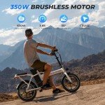 WINDHORSE 16" Folding Electric Bike for Adults, 630W Peak Power, 25MPH, 35-Mile Range, 288Wh Removable Battery with Lock, Dual Disc Brake, 2 Seat Ebike for Commuter (White)