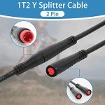 baluoqi 1T2 Y-Splitter Extension Wire with Julet Type 2pin Connector for Bike Headlight Cable in eBike Conversion Kits (2pin, 7" in Length)