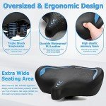 CDYWD Oversized Bike Seat for Men & Women Comfort, Extra Wide Bicycle Seat Cushion, Comfortable Wing Padded, Large Replacement Bike Saddle for Peloton Bike, Stationary Exercise Bike, City Bike, Ebike