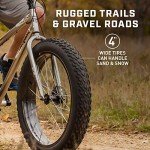 Mongoose Malus Mens and Womens Fat Tire Mountain Bike, 26-Inch Bicycle Wheels, 4-Inch Wide Knobby Tires, Steel Frame, 7 Speed Drivetrain Bicycle, Shimano Rear Derailleur, Disc Brakes, Silver/Yellow