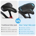 CDYWD Oversized Bike Seat for Men & Women Comfort, Extra Wide Bicycle Seat Cushion, Comfortable Wing Padded, Large Replacement Bike Saddle for Peloton Bike, Stationary Exercise Bike, City Bike, Ebike