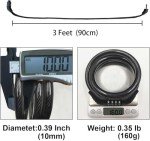 Revelook 4 Digit 3 Feet Long Bike Lock Cable Combination, Resettable Anti Theft Bicycle Lock for Electric Scooter