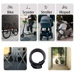 Revelook 4 Digit 3 Feet Long Bike Lock Cable Combination, Resettable Anti Theft Bicycle Lock for Electric Scooter