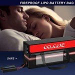COLCASE Lipo Safe Bag Fireproof Explosionproof Ebike Battery Storage Bag and Lipo Battery Charging Bag with Combination Lock Silicone Coated Fireproof Bag (20 x 5.5 x 9 in)