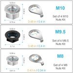 Syocsek 24PCS Bike Nuts and Safety Washers, M8 M9.5 M10 Bicycle Axle Nuts Kit, 3 Sizes Bike Wheel Nuts Washers Black Silver, Bike Hub Nuts for Front Rear Wheel of City Road Mountain Bike (Upgraded)