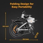 Jasion X-Hunter Electric Bike for Adults,1400W Peak Motor 30MPH Max Speed 48V 13AH Removable Battery, Full Suspension System Design 20''*4.0 Fat Tire Foldable Ebike 7-Speed Bicycles,White