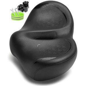 CDYWD Noseless Oversized Bike Seat for Men & Women - Comfortable Extra Wide Padded Bicycle Seat Cushion - Replacement Saddle for Peloton, Stationary, City, Ebike