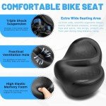 CDYWD Noseless Oversized Bike Seat for Men & Women - Comfortable Extra Wide Padded Bicycle Seat Cushion - Replacement Saddle for Peloton, Stationary, City, Ebike