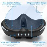CDYWD Noseless Oversized Bike Seat for Men & Women - Comfortable Extra Wide Padded Bicycle Seat Cushion - Replacement Saddle for Peloton, Stationary, City, Ebike