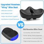 CDYWD Noseless Oversized Bike Seat for Men & Women - Comfortable Extra Wide Padded Bicycle Seat Cushion - Replacement Saddle for Peloton, Stationary, City, Ebike