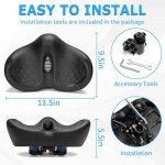 CDYWD Noseless Oversized Bike Seat for Men & Women - Comfortable Extra Wide Padded Bicycle Seat Cushion - Replacement Saddle for Peloton, Stationary, City, Ebike