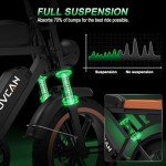 MOVCAN Electric Bike for Adults,1500W Motor 20" Fat Tire Ebike,Up to 32MPH & 120 Miles,31.2AH Removable Dual Battery, 7 Speed Gear, Hydraulic Brakes&Full Suspension Electric Motorcycle