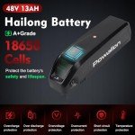 48V eBike Battery, 13Ah Lithium-Ion Battery, Intelligent BMS Protection, 30A Max Current, 5V Output USB Port, 3A Charger