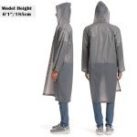 Opret 2 Pack Portable EVA Raincoats for Adults, Reusable Rain Ponchos with Hoods and Sleeves Lightweight Raincoats, Perfect for Outdoor Activities, Grey