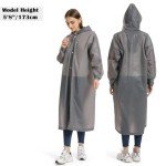 Opret 2 Pack Portable EVA Raincoats for Adults, Reusable Rain Ponchos with Hoods and Sleeves Lightweight Raincoats, Perfect for Outdoor Activities, Grey