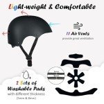 Kids Bike Helmet, Adjustable and Multi-Sport, from Toddler to Youth, 3 Sizes (Black)