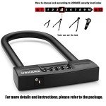 USHAKE Bike Combination U Lock, Heavy Duty Bike Combination U Lock Paddle Lock for Bicycle Electric Scooter Motorcycles Metal Fence Gate Anti Theft