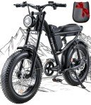 Riding'times 1500W Electric Bike for Adults Full Suspension, 20.4AH Long Seat Dirt Bike with 20" Fat Tire, Max 31MPH & 40-150 Miles, Moped Style Ebike for Snow, Mountains, Road