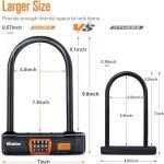 NDakter Motorcycle Locks Heavy Duty Anti Theft, Keyless Bike Lock Ebike U Lock Combination, 4FT x 6MM Thickened Steel Chain, Combo Large U Shape Lock for Electric Bicycle, Motorcycle, Moped, Scooter